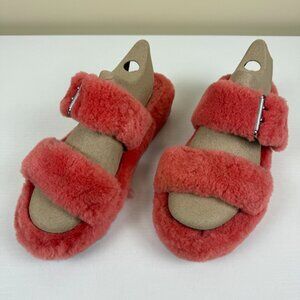 EUC UGG Women's Fuzz Yeah Blush Pink Sheepskin Slipper Slides